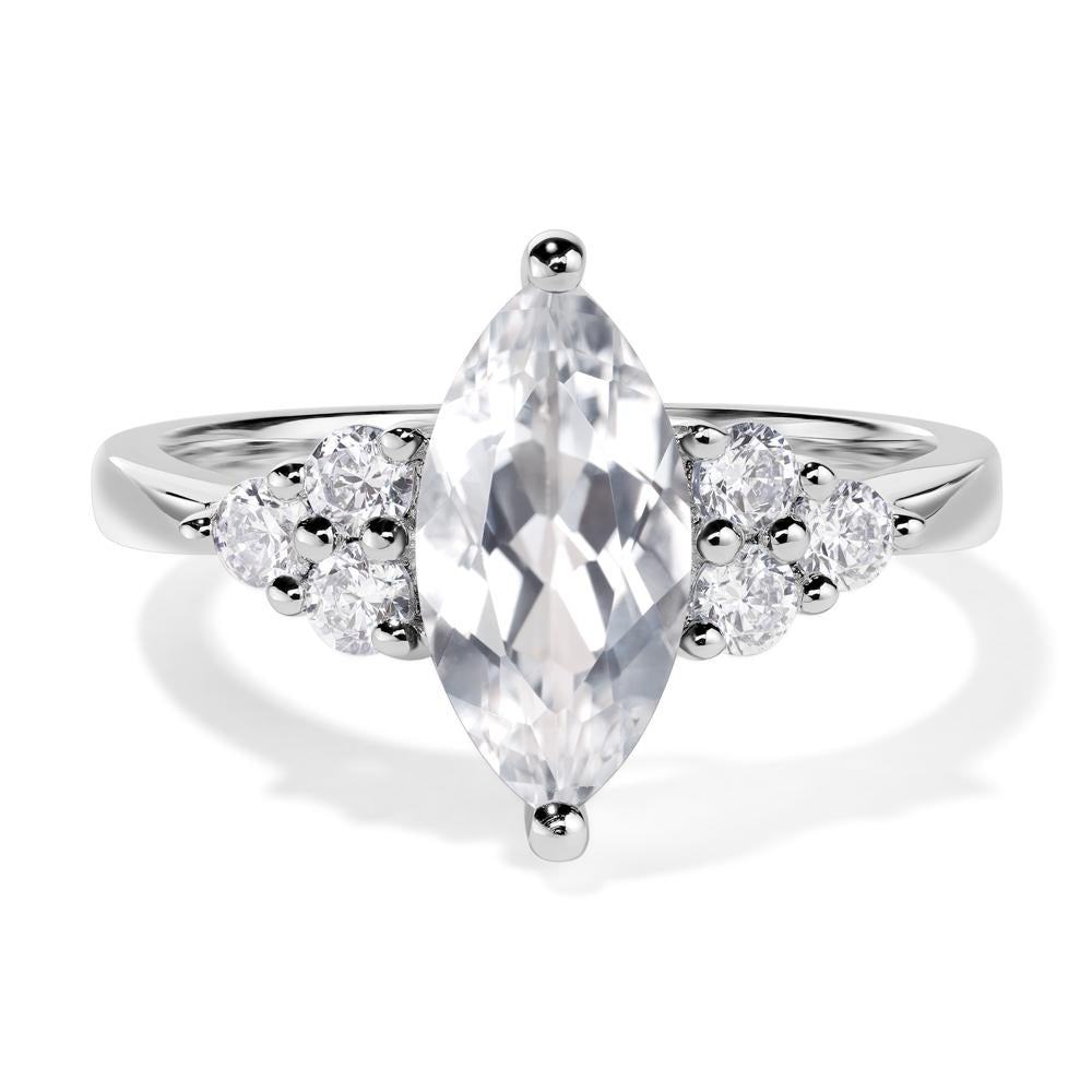 Large Marquise Cut White Topaz Ring - LUO Jewelry #metal_14k white gold