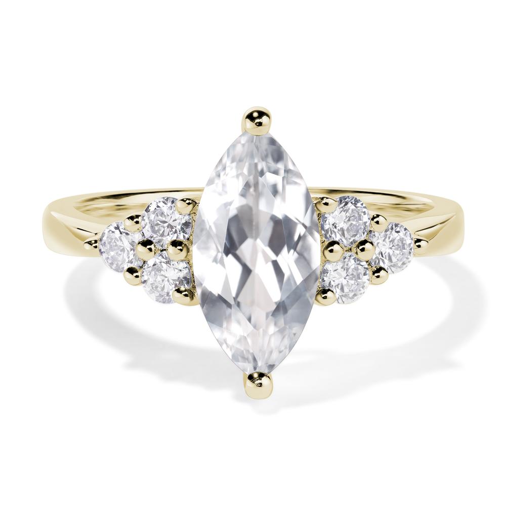 Large Marquise Cut White Topaz Ring - LUO Jewelry #metal_14k yellow gold