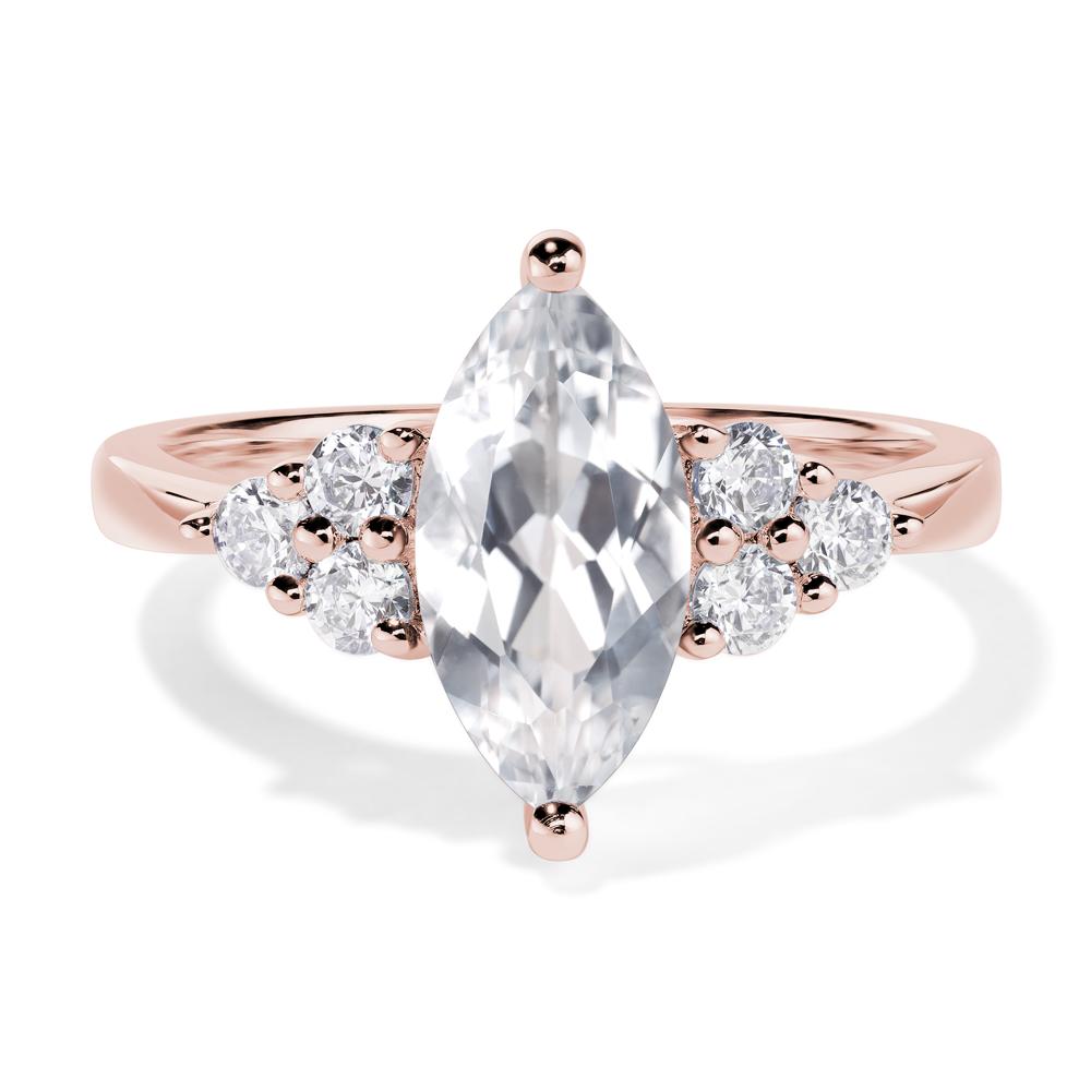 Large Marquise Cut White Topaz Ring - LUO Jewelry #metal_18k rose gold