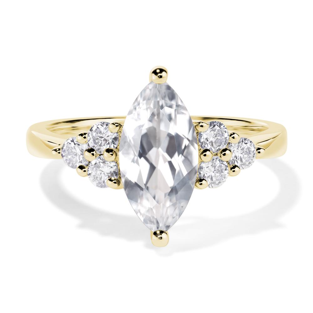 Large Marquise Cut White Topaz Ring - LUO Jewelry #metal_18k yellow gold