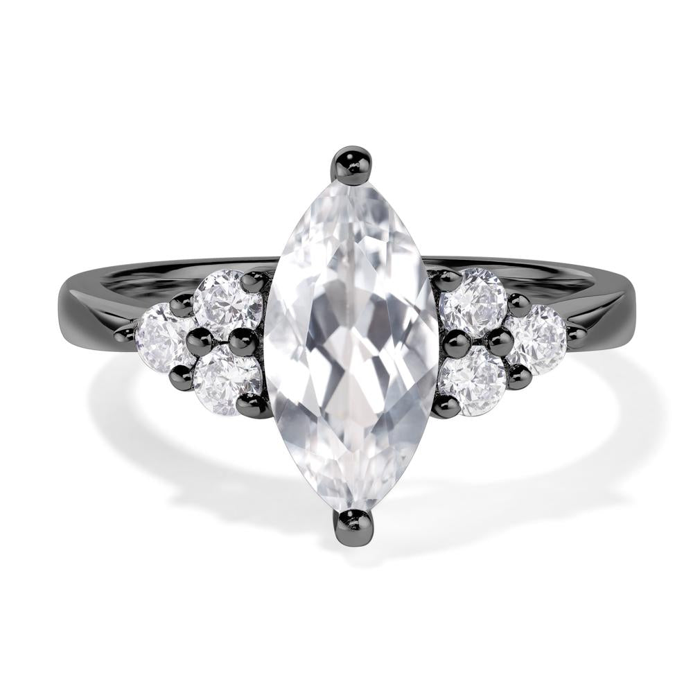 Large Marquise Cut White Topaz Ring - LUO Jewelry #metal_black finish sterling silver