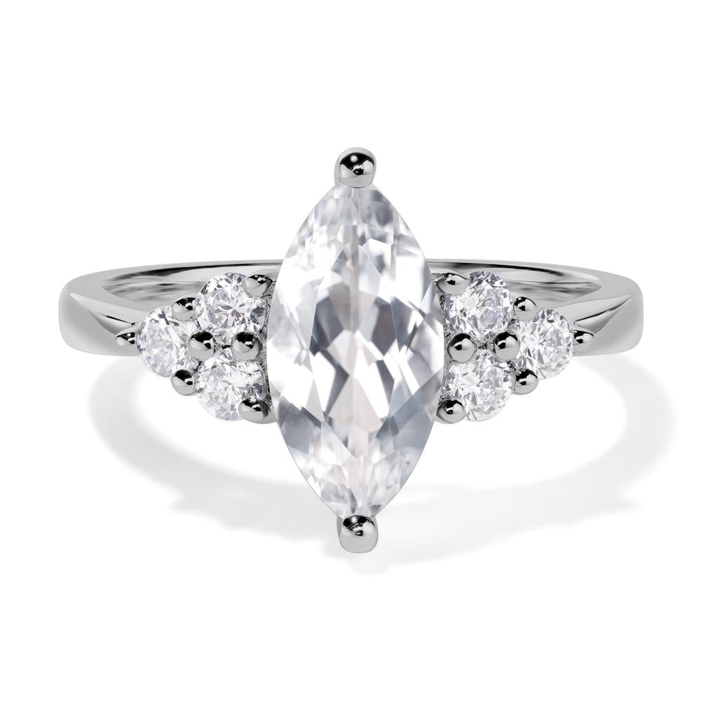 Large Marquise Cut White Topaz Ring - LUO Jewelry #metal_platinum