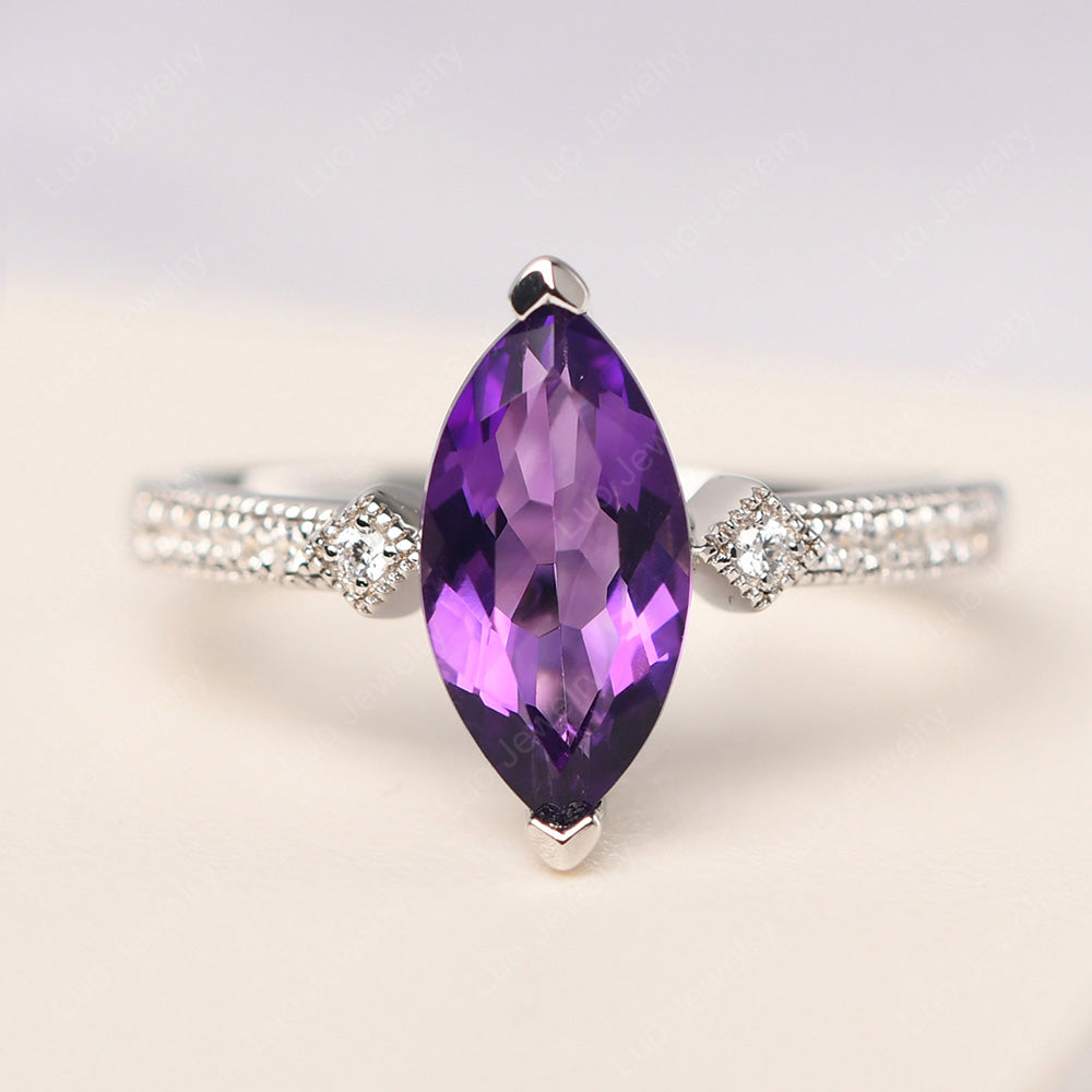 Marquise Cut Amethyst Promise Ring Gold - LUO Jewelry