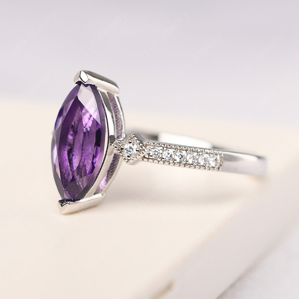 Marquise Cut Amethyst Promise Ring Gold - LUO Jewelry