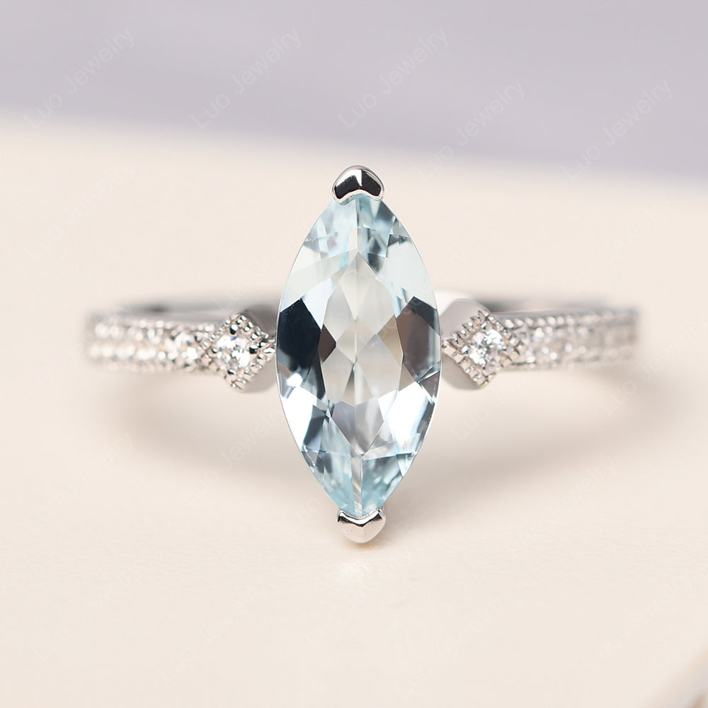Marquise Cut Aquamarine Promise Ring Gold - LUO Jewelry