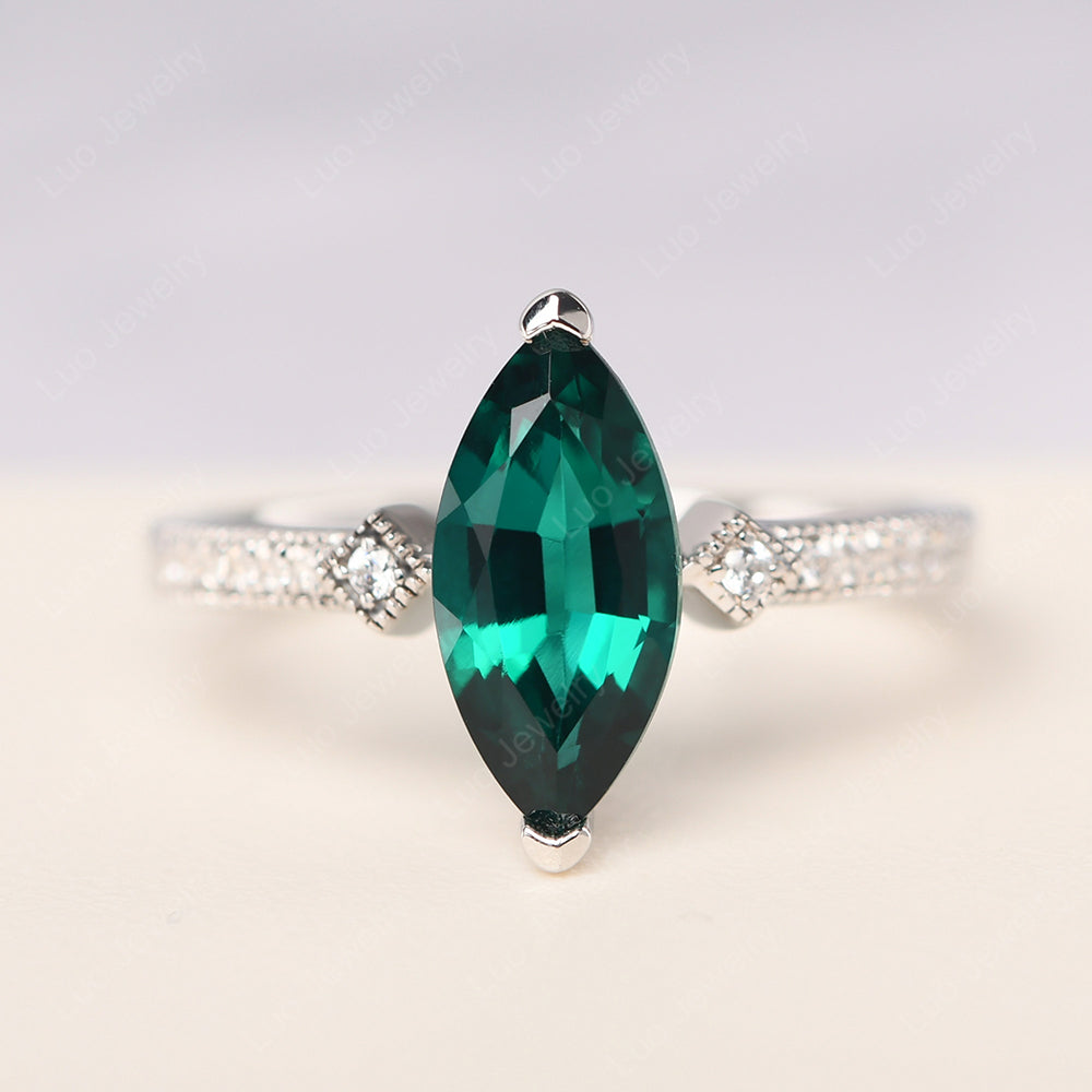 Marquise Cut Emerald Promise Ring Gold - LUO Jewelry