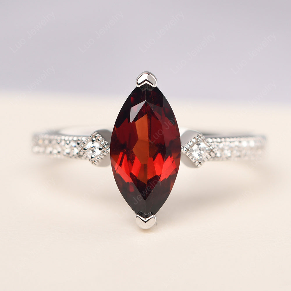 Marquise Cut Garnet Promise Ring Gold - LUO Jewelry
