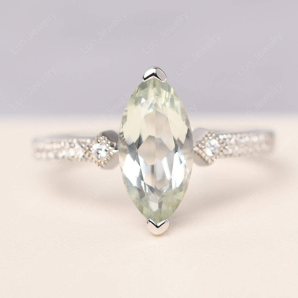 Marquise Cut Green Amethyst Promise Ring Gold - LUO Jewelry