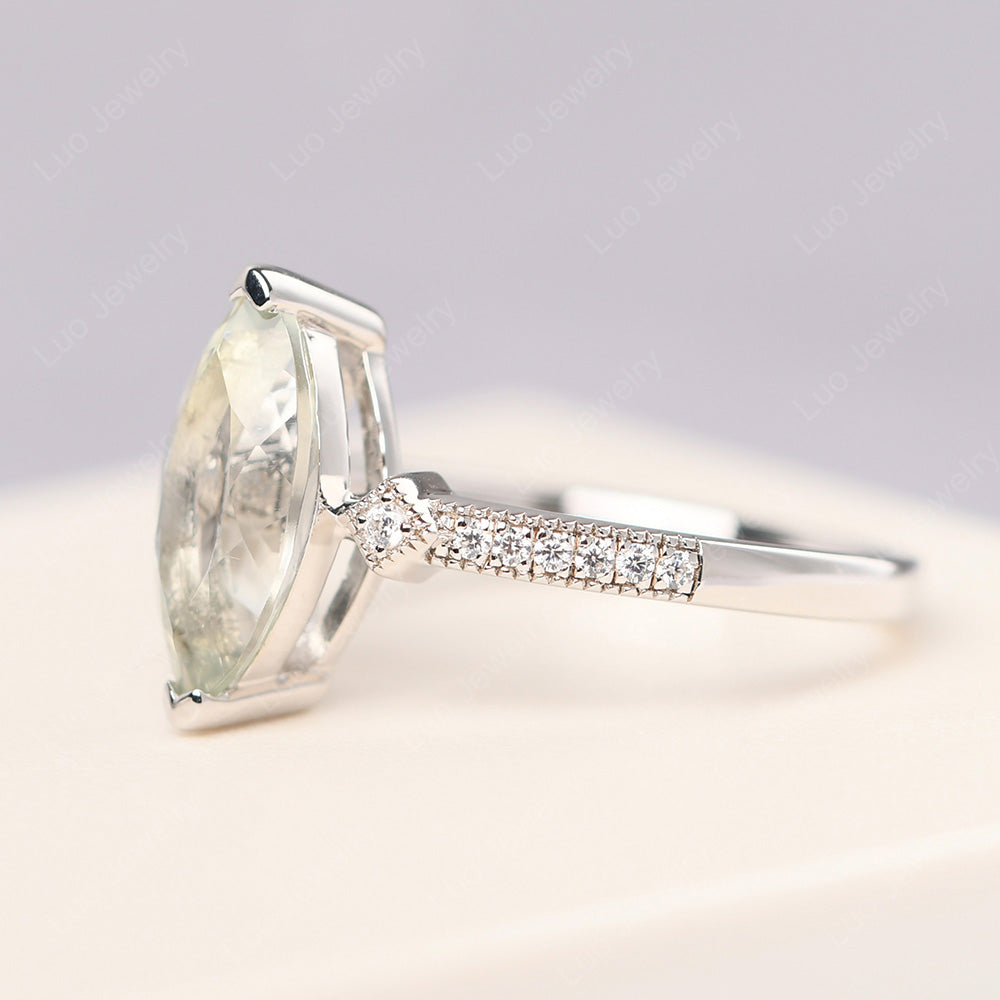 Marquise Cut Green Amethyst Promise Ring Gold - LUO Jewelry