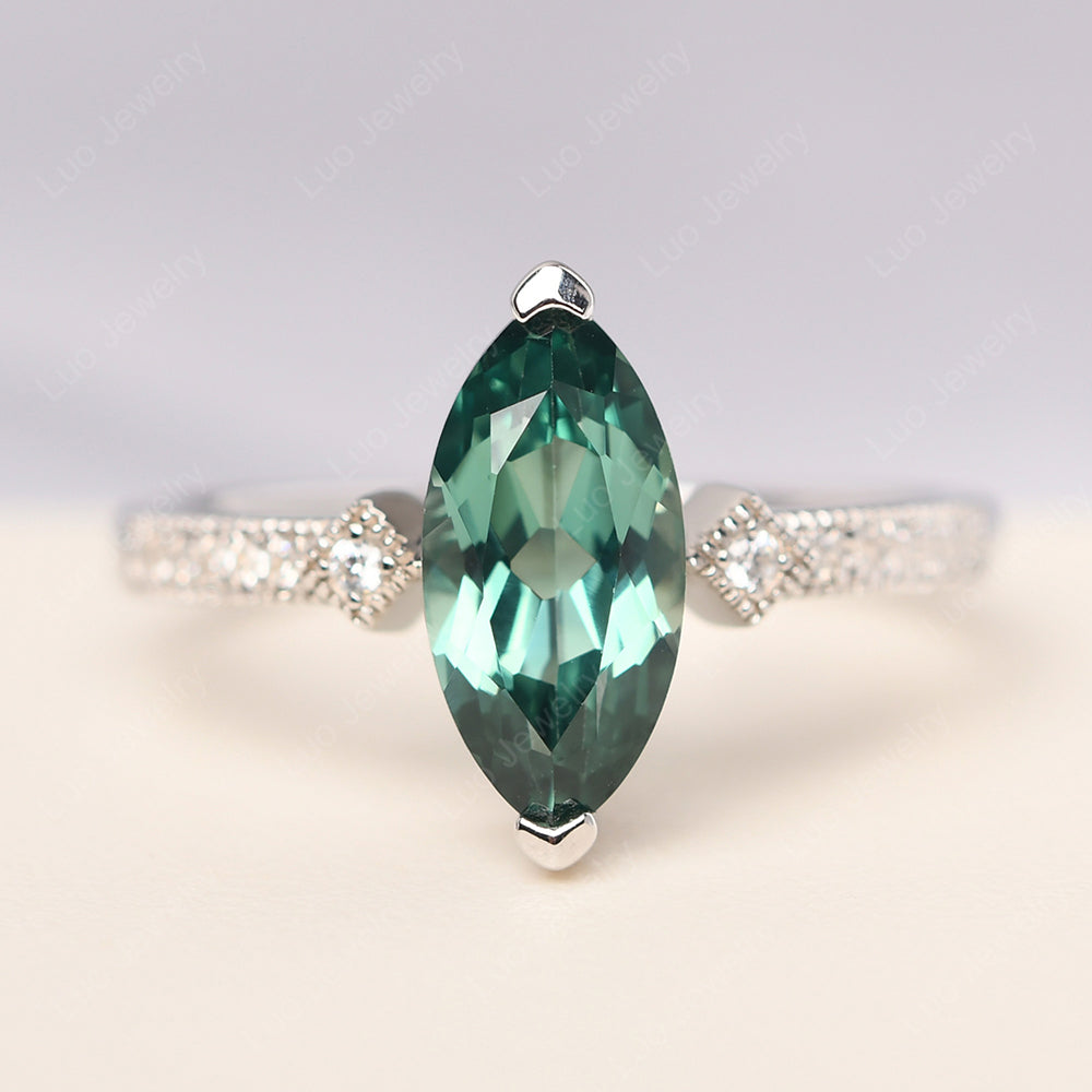 Marquise Cut Green Sapphire Promise Ring Gold - LUO Jewelry