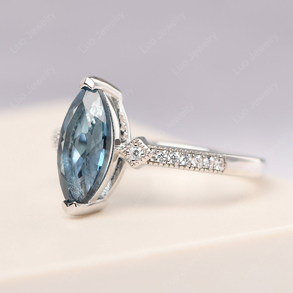 Marquise Cut London Blue Topaz Promise Ring Gold - LUO Jewelry