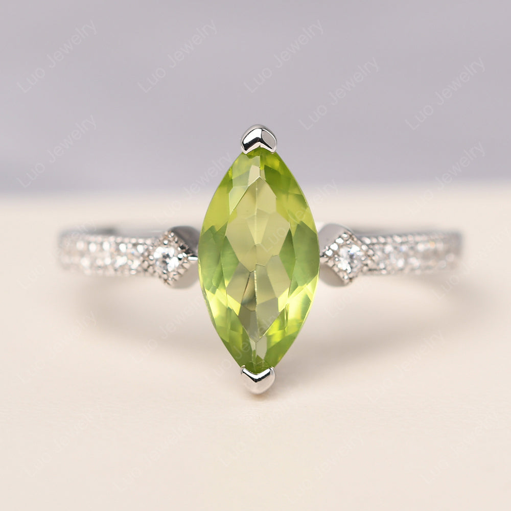 Marquise Cut Peridot Promise Ring Gold - LUO Jewelry