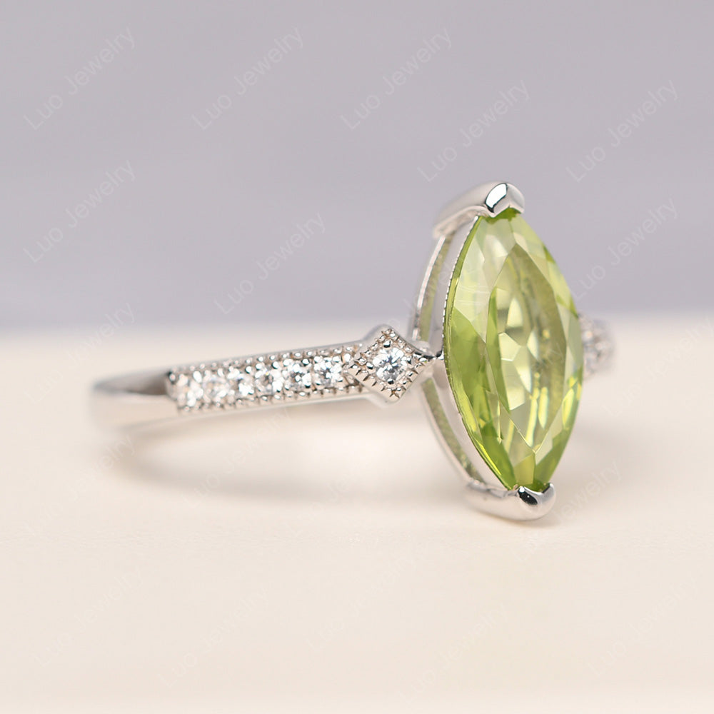 Marquise Cut Peridot Promise Ring Gold - LUO Jewelry