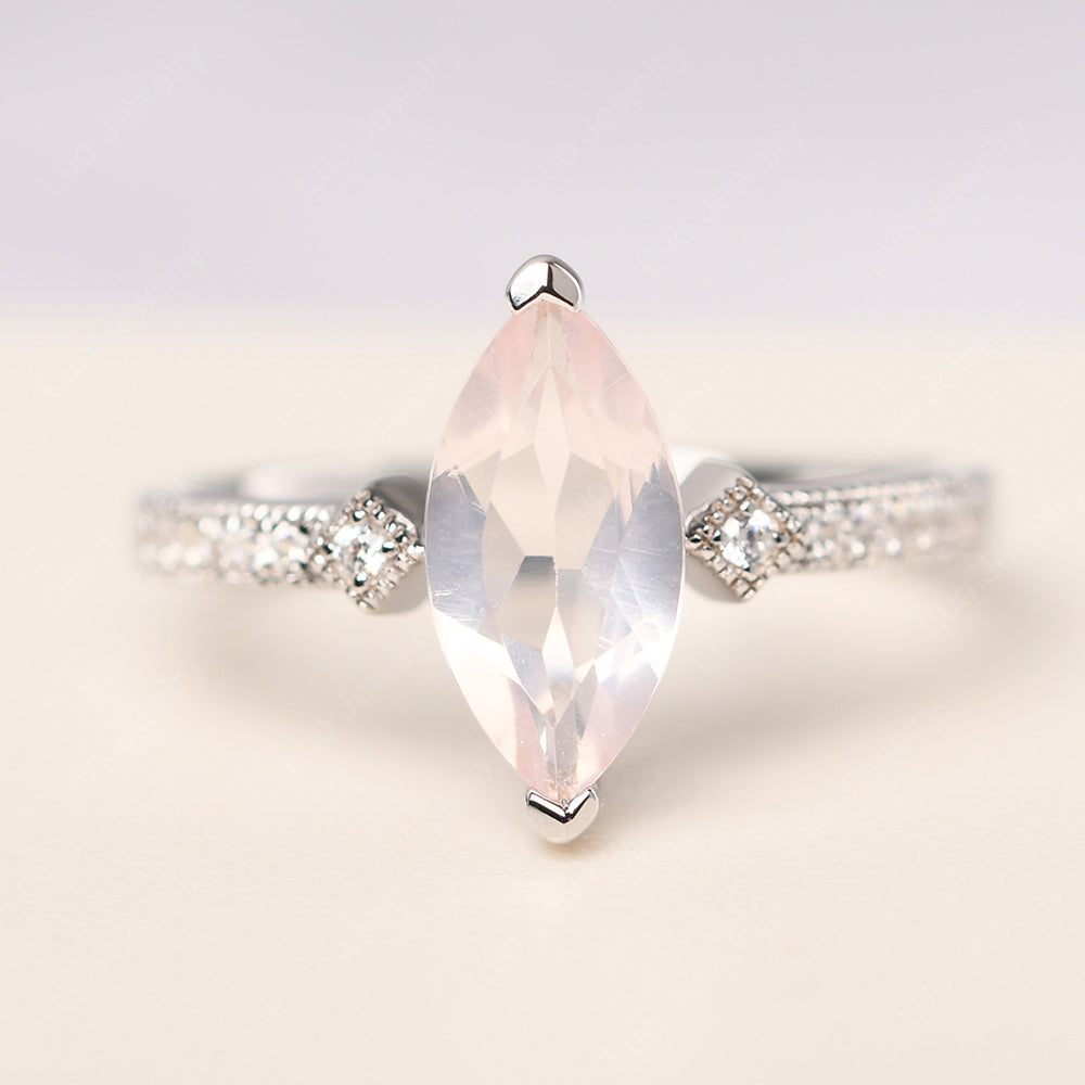 Marquise Cut Rose Quartz Promise Ring Gold - LUO Jewelry