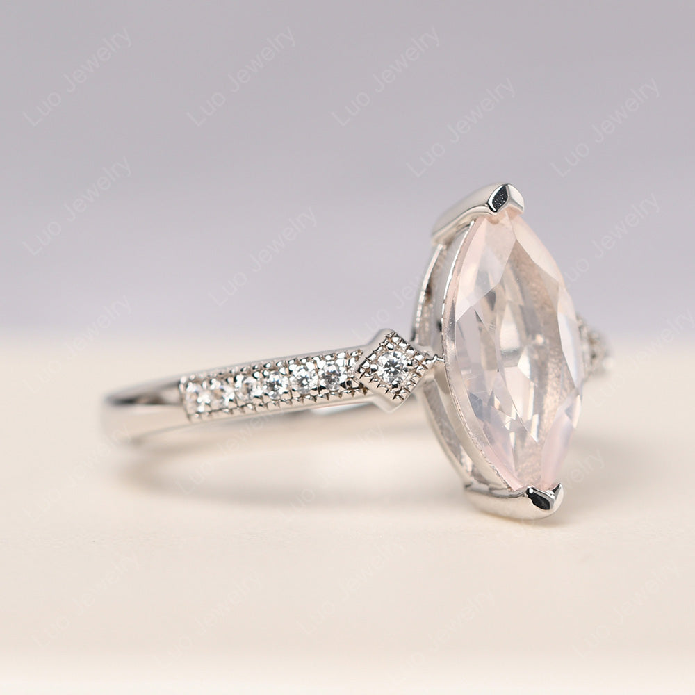 Marquise Cut Rose Quartz Promise Ring Gold - LUO Jewelry