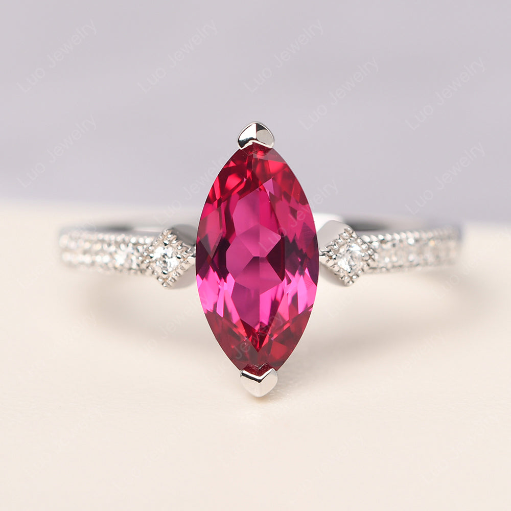 Marquise Cut Ruby Promise Ring Gold - LUO Jewelry