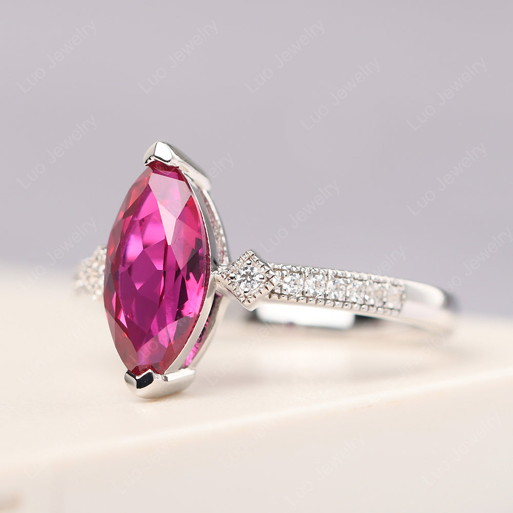 Marquise Cut Ruby Promise Ring Gold - LUO Jewelry