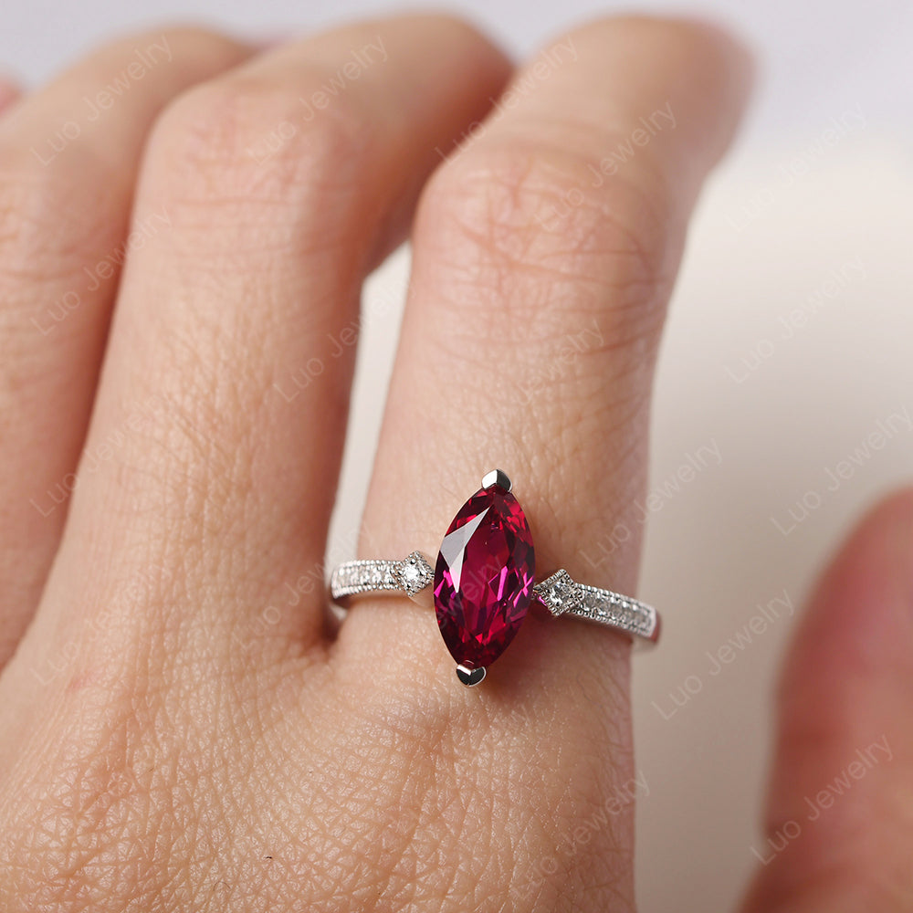 Marquise Cut Ruby Promise Ring Gold - LUO Jewelry