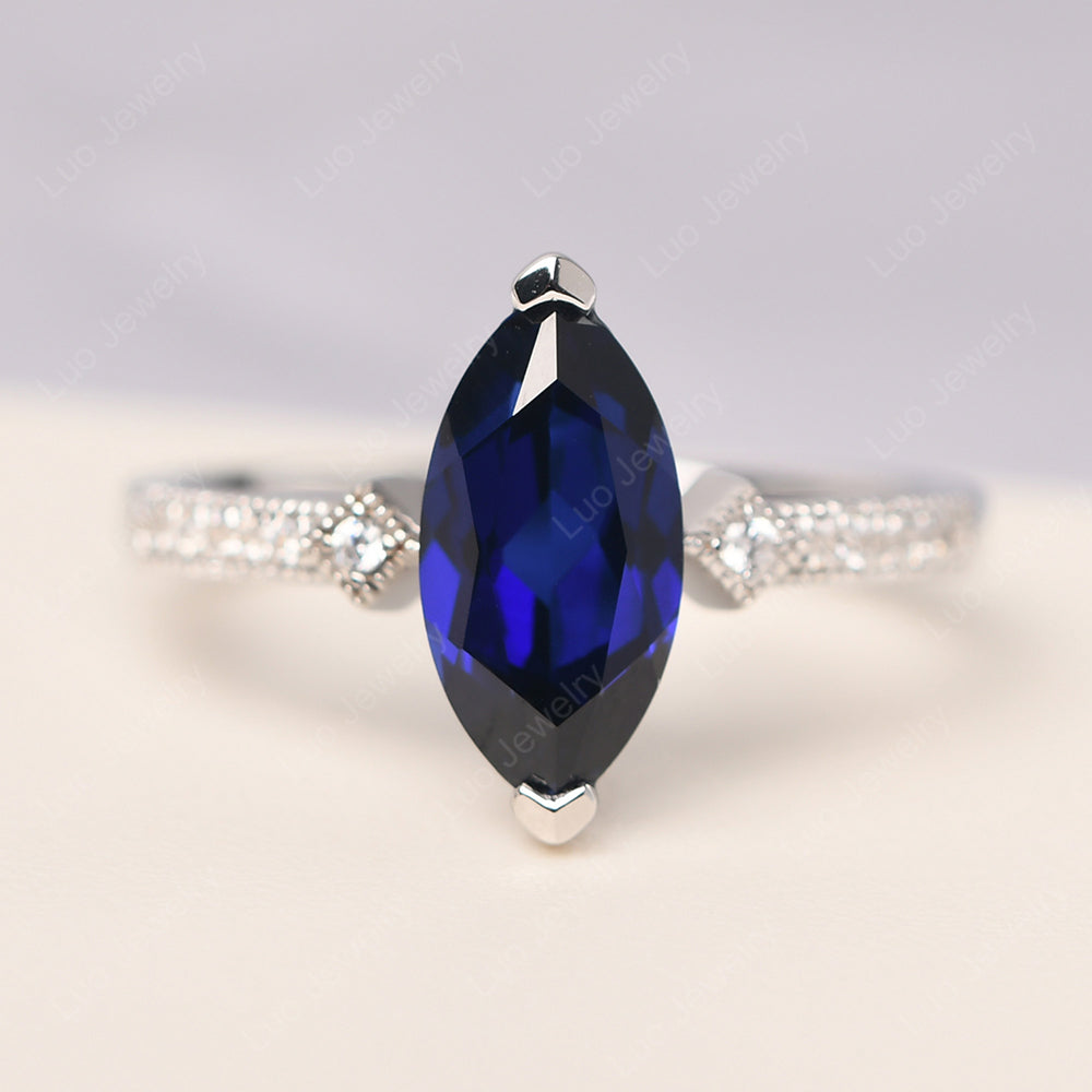 Marquise Cut Lab Sapphire Promise Ring Gold - LUO Jewelry