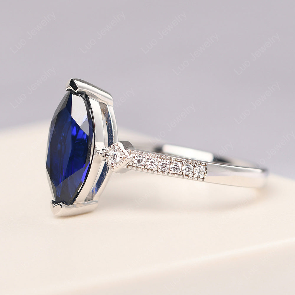 Marquise Cut Lab Sapphire Promise Ring Gold - LUO Jewelry