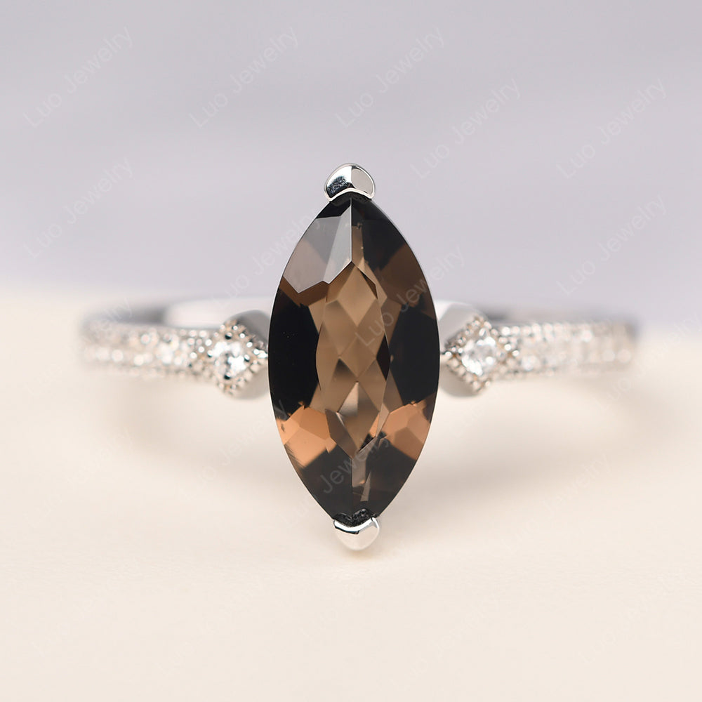 Marquise Cut Smoky Quartz  Promise Ring Gold - LUO Jewelry