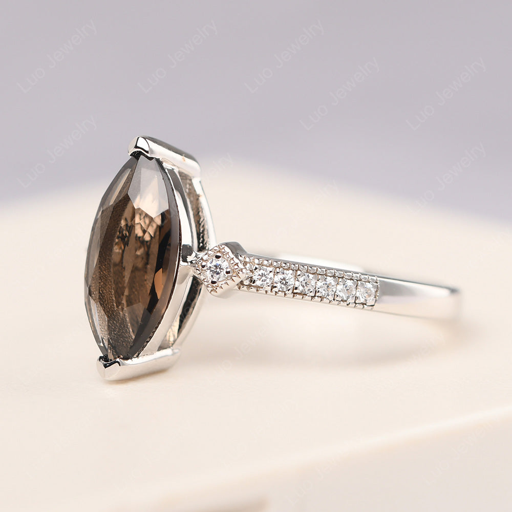 Marquise Cut Smoky Quartz  Promise Ring Gold - LUO Jewelry