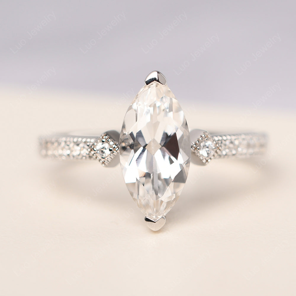 Marquise Cut White Topaz Promise Ring Gold - LUO Jewelry