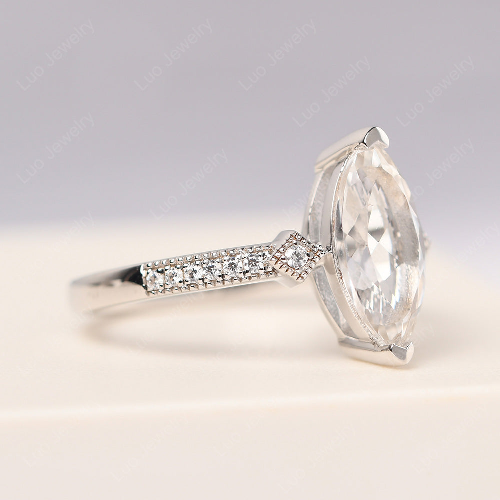 Marquise Cut White Topaz Promise Ring Gold - LUO Jewelry