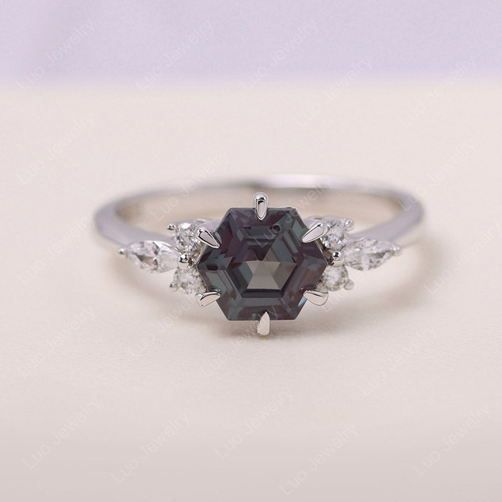 Hexagon Alexandrite Cluster Ring