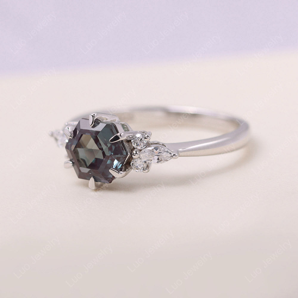 Hexagon Alexandrite Cluster Ring