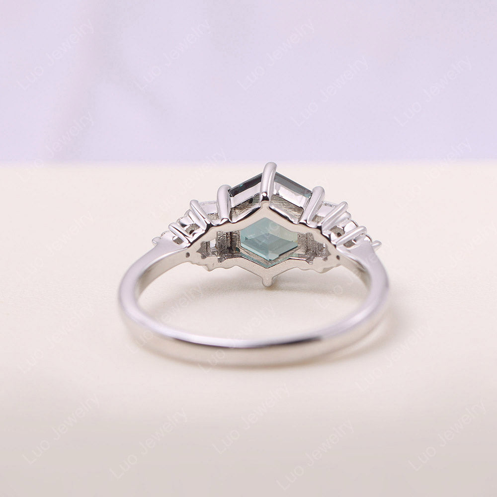 Hexagon Lab Alexandrite Ring with Baguette