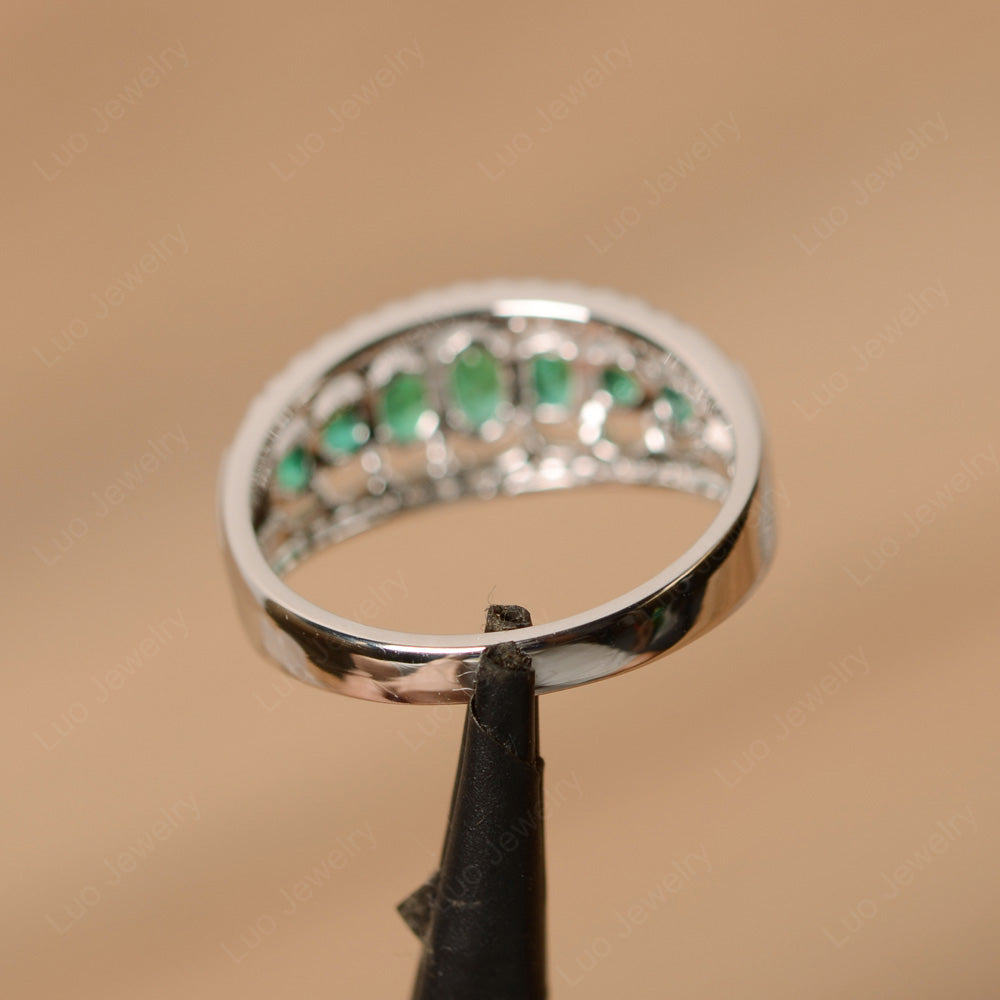 Vintage Lab Emerald Cluster Cocktail Ring - LUO Jewelry