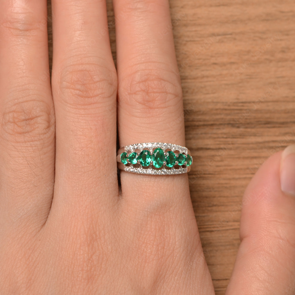 Vintage Lab Emerald Cluster Cocktail Ring - LUO Jewelry