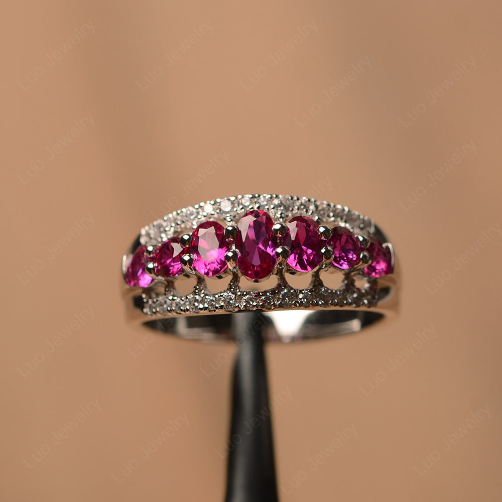 Vintage Ruby Cluster Cocktail Ring - LUO Jewelry