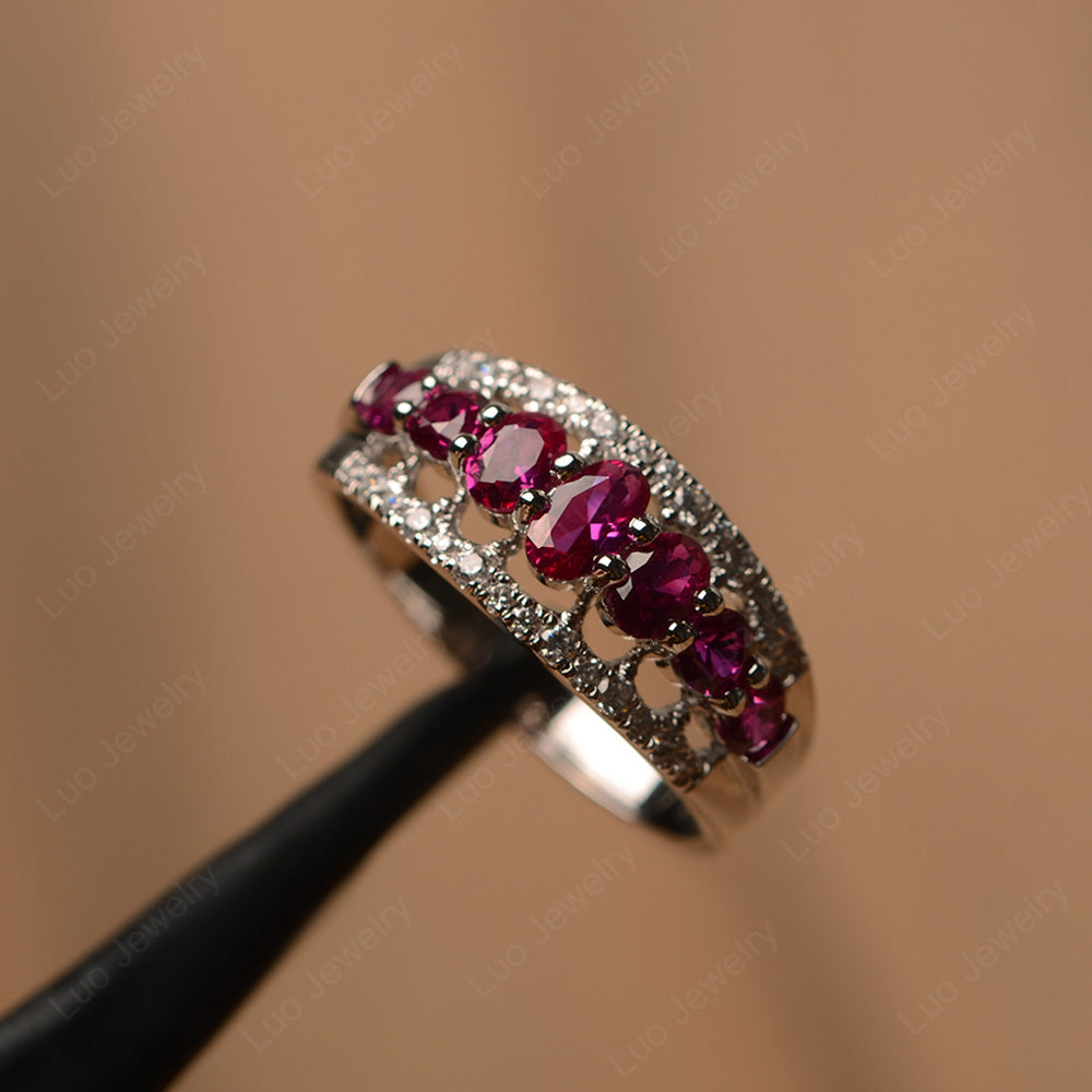 Vintage Ruby Cluster Cocktail Ring - LUO Jewelry