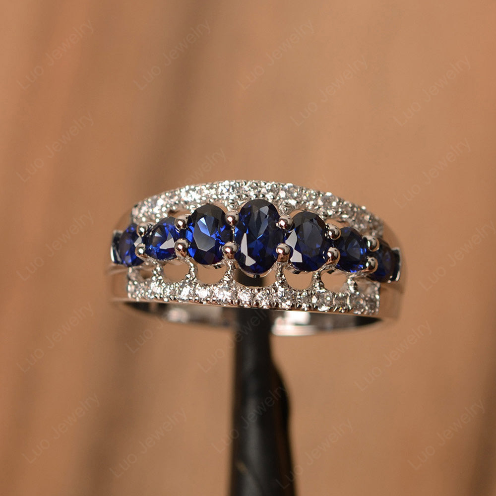 Vintage Lab Sapphire Cluster Cocktail Ring - LUO Jewelry