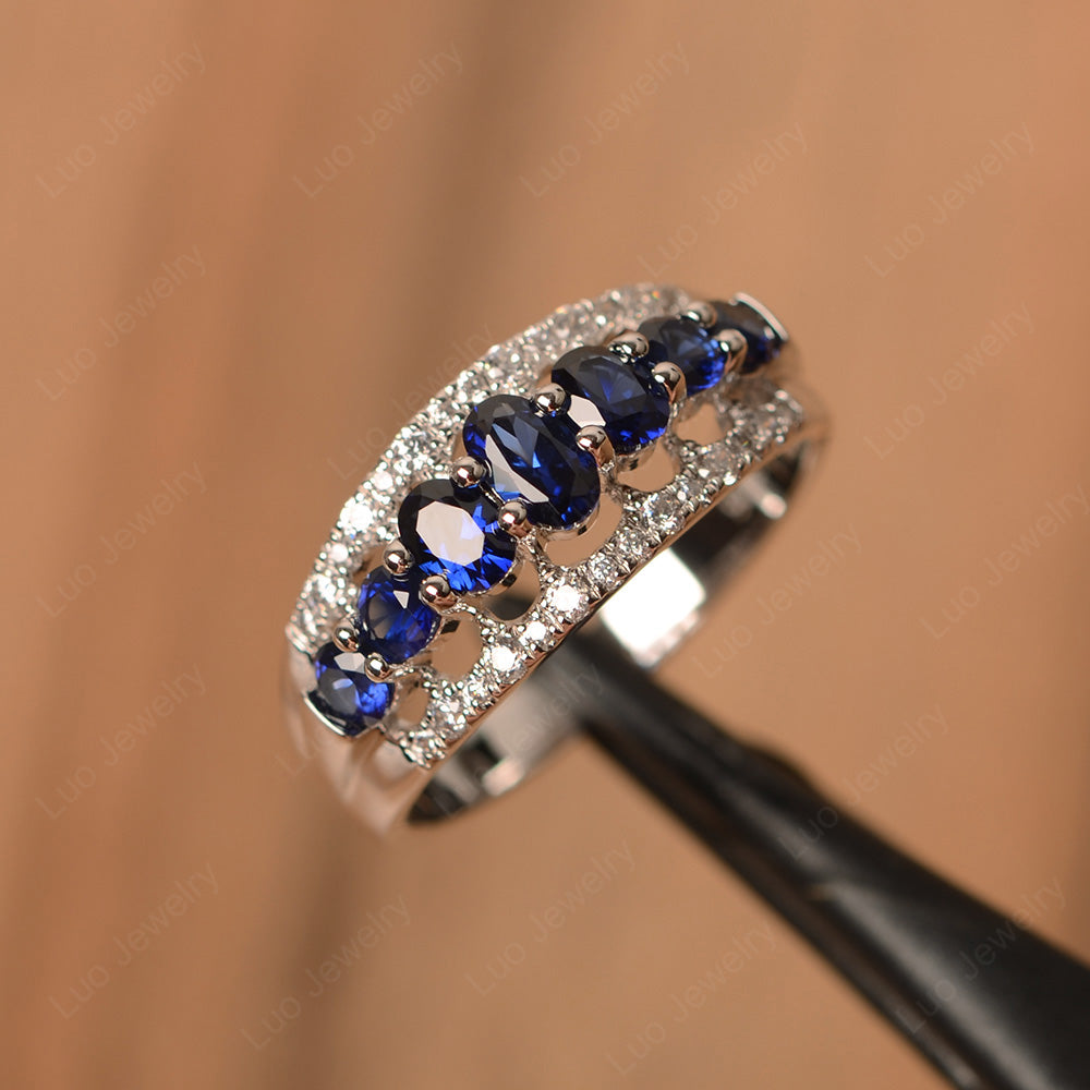Vintage Lab Sapphire Cluster Cocktail Ring - LUO Jewelry