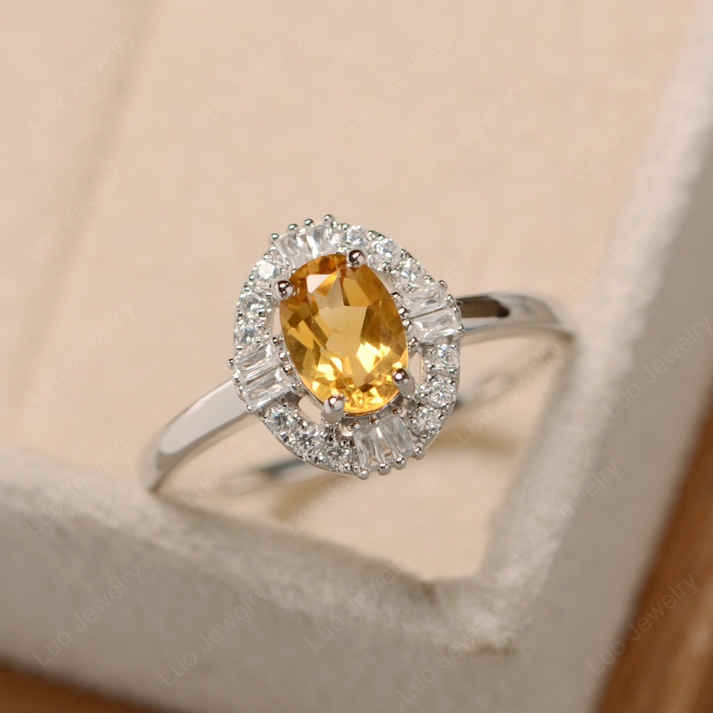 Citrine Engagement Ring Sterling Silver - LUO Jewelry