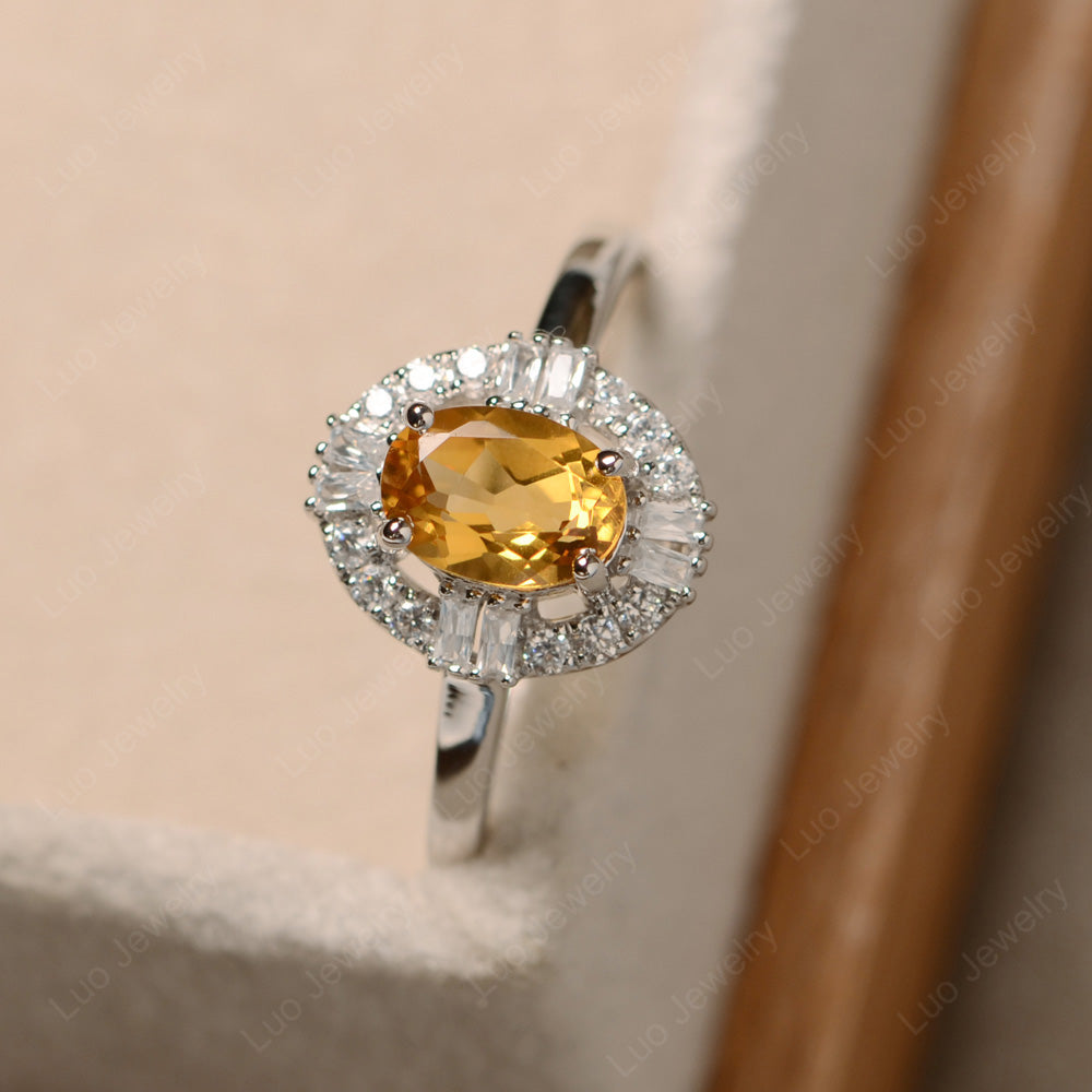 Citrine Engagement Ring Sterling Silver - LUO Jewelry