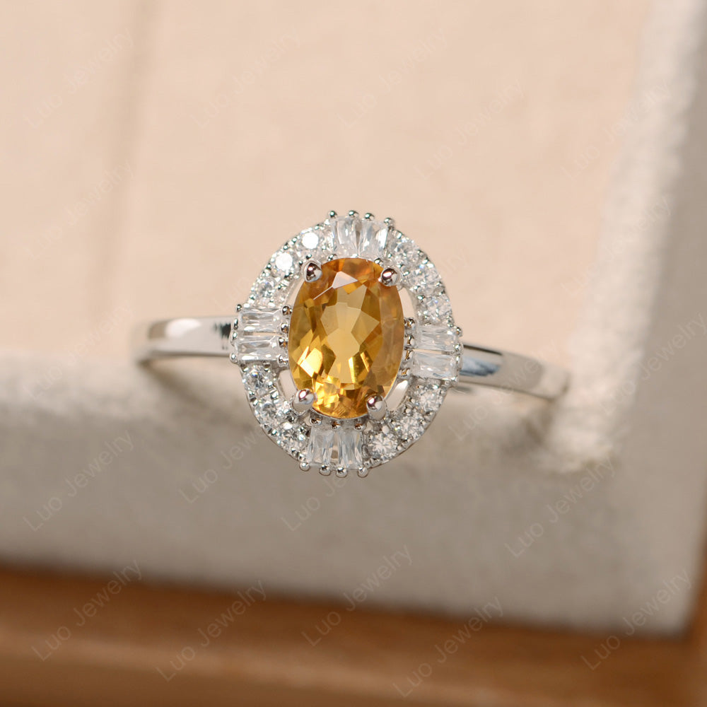 Citrine Engagement Ring Sterling Silver - LUO Jewelry