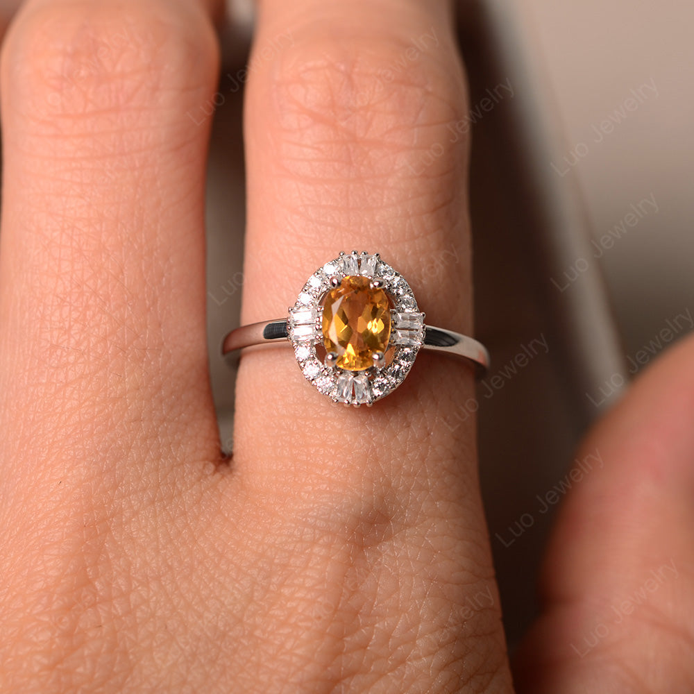 Citrine Engagement Ring Sterling Silver - LUO Jewelry