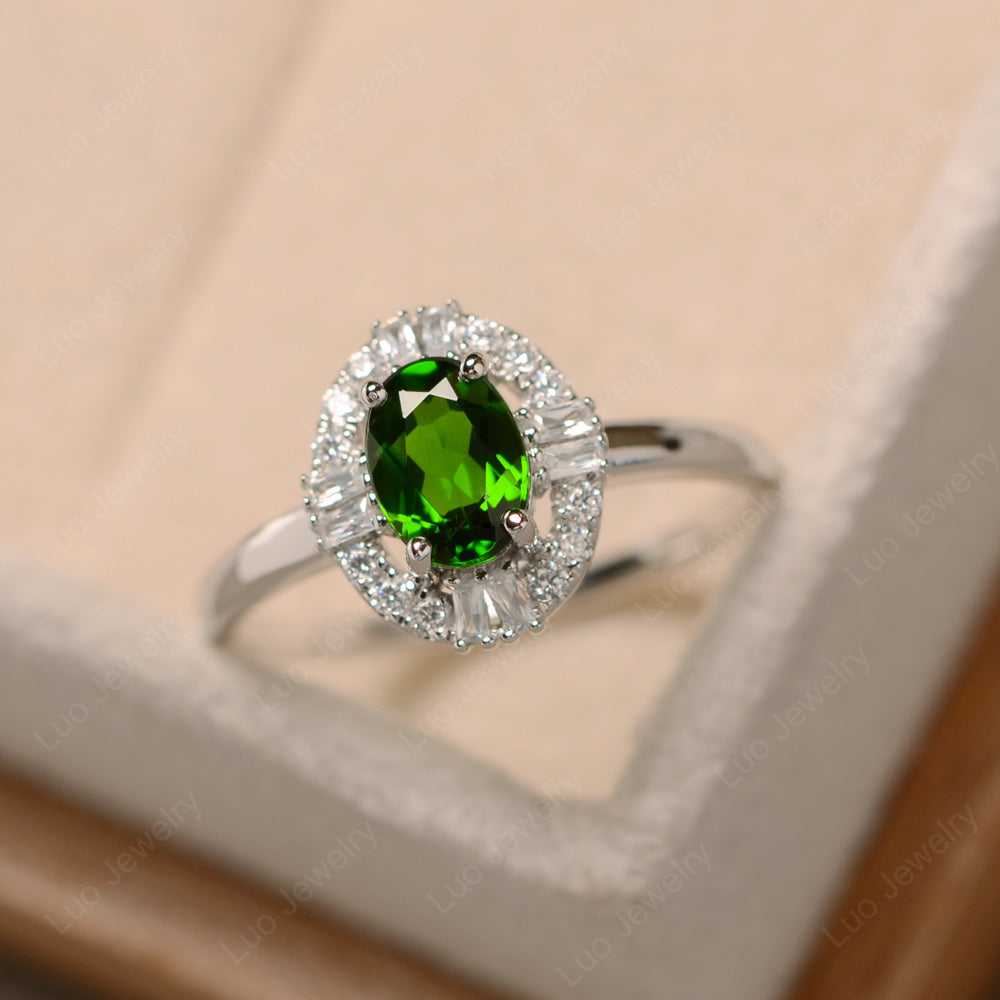 Diopside Engagement Ring Sterling Silver - LUO Jewelry