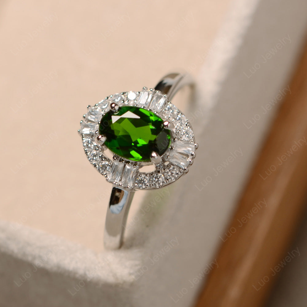 Diopside Engagement Ring Sterling Silver - LUO Jewelry