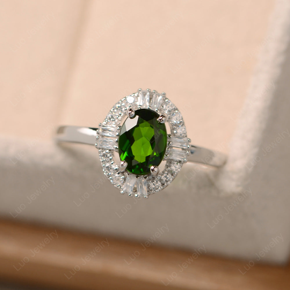 Diopside Engagement Ring Sterling Silver - LUO Jewelry