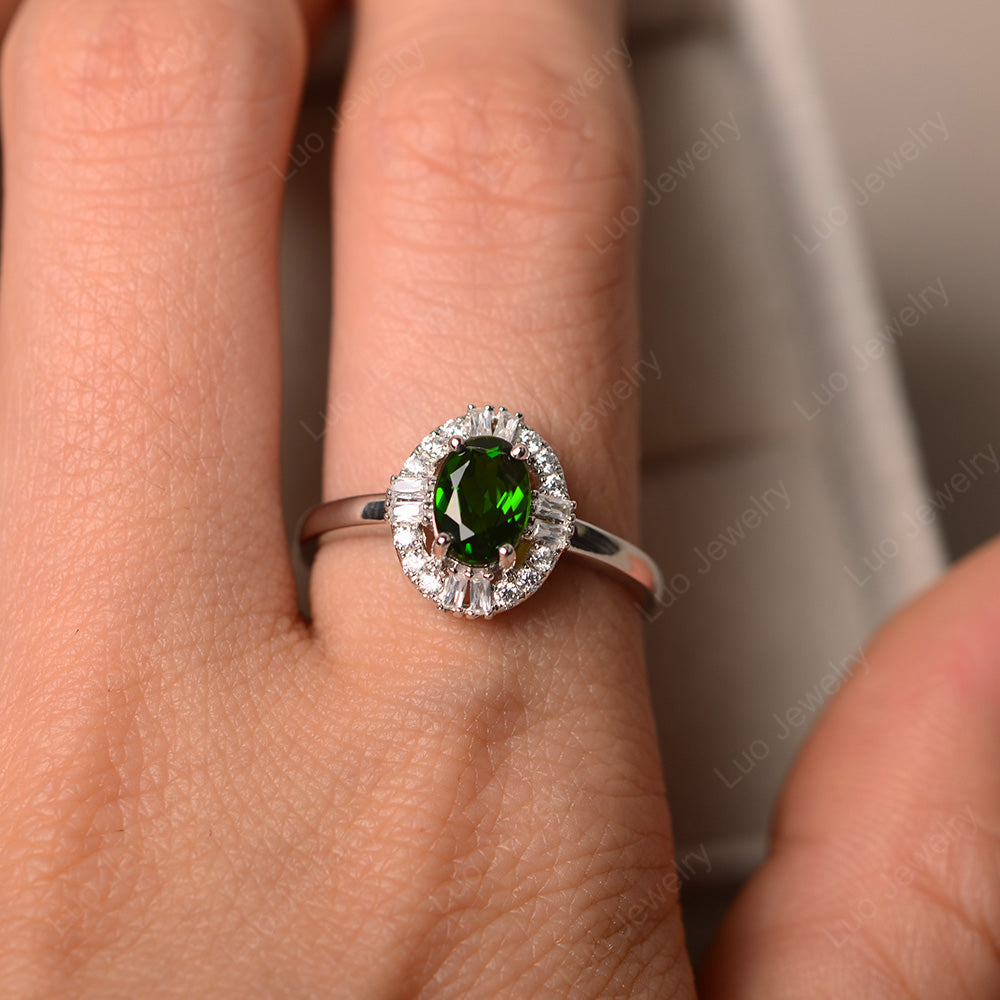 Diopside Engagement Ring Sterling Silver - LUO Jewelry