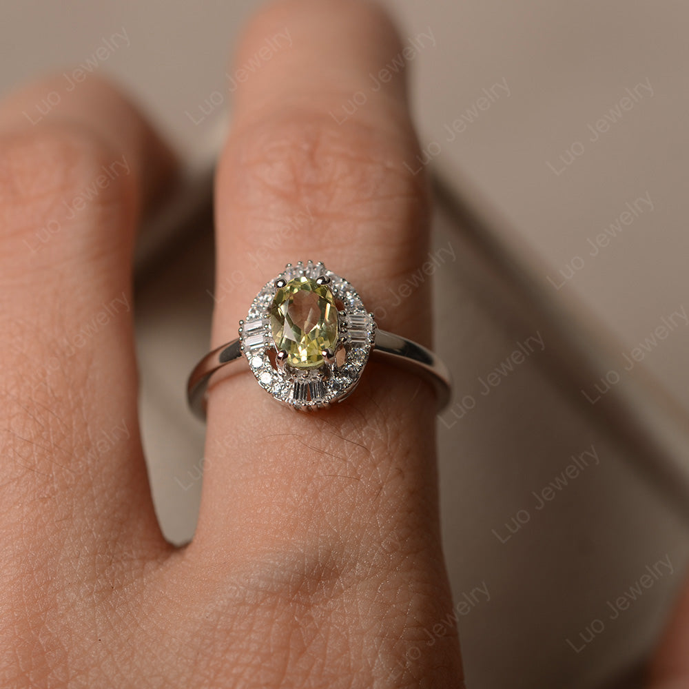 Lemon Quartz Engagement Ring Sterling Silver - LUO Jewelry