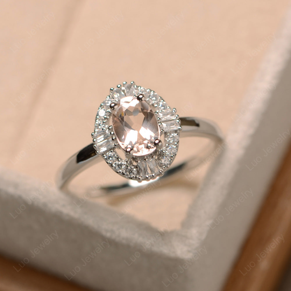 Morganite Engagement Ring Sterling Silver - LUO Jewelry