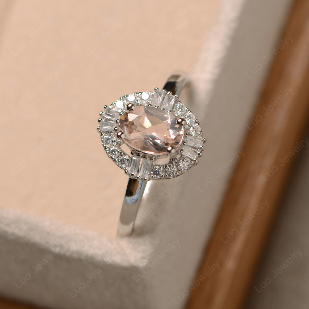 Morganite Engagement Ring Sterling Silver - LUO Jewelry