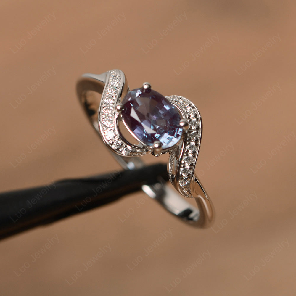 Oval Alexandrite Ring East West Engagement Ring - LUO Jewelry