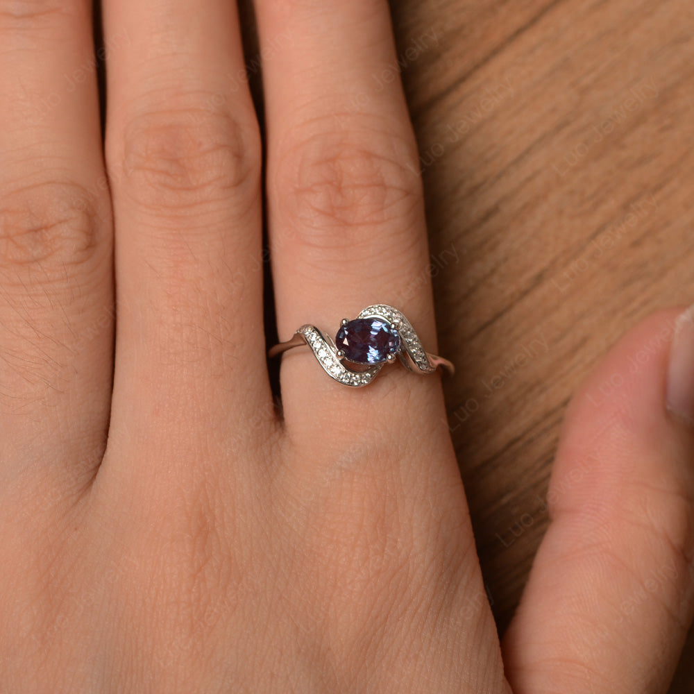 Oval Alexandrite Ring East West Engagement Ring - LUO Jewelry